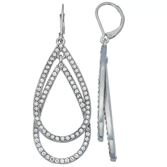 vera wang Jewelry - VERA WANG Glamorous Silver/Clear Crystal Layered Teardrop Earrings**NEW!